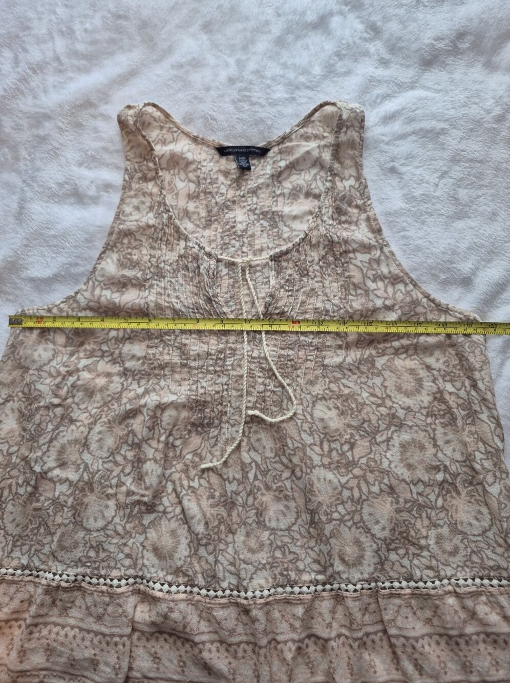 American Eagle Outfitters Beige Floral Lace-Trim Tank - Picture 3 of 6